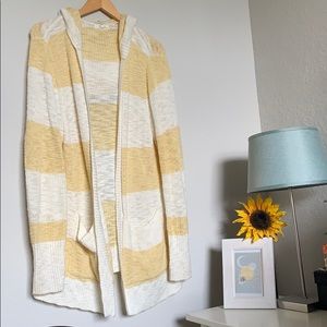 Yellow/ White Striped Maurices Hooded Sweater 1X